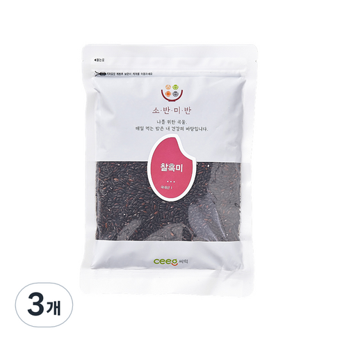 씨익 소반미반 찰흑미, 500g, 3개