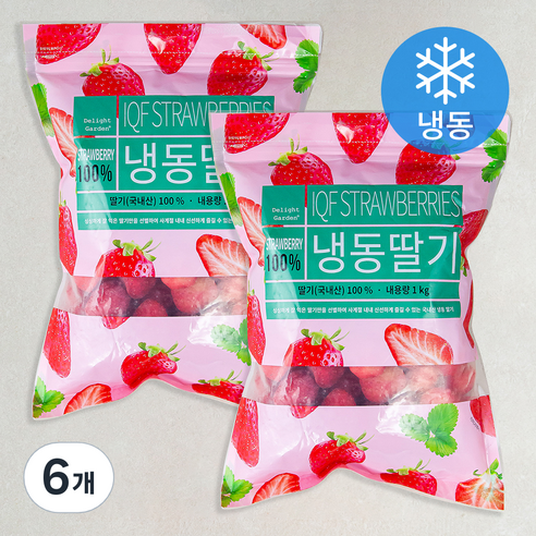 딜라잇가든 국산 딸기 (냉동), 1kg, 6개