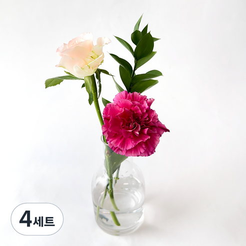 포켓플라워 생화 테이블 플라워 세트, 핑크, 4세트