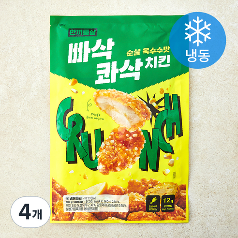 한끼통살 빠삭콰삭치킨 순살 옥수수맛 (냉동), 380g, 4개
