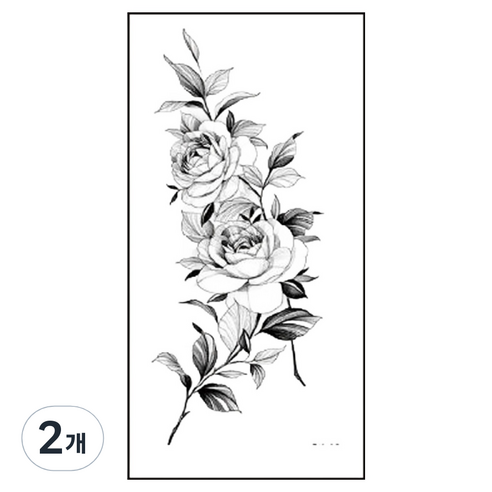 젤루나 블랙 플라워 바디 포인트 셀프 문신 타투 스티커 T-49, 2개