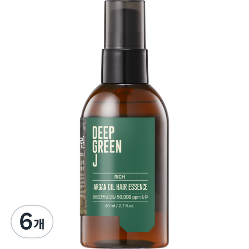 제이숲 딥그린제이 아르간 오일 헤어 에센스 리치, 80ml, 6개