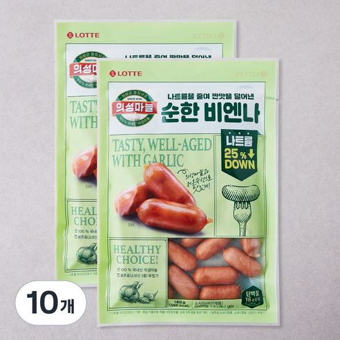 롯데 의성마늘 순한 비엔나, 180g, 10개