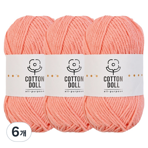 니뜨 코튼돌 뜨개실 50g, 6개, 13살몬