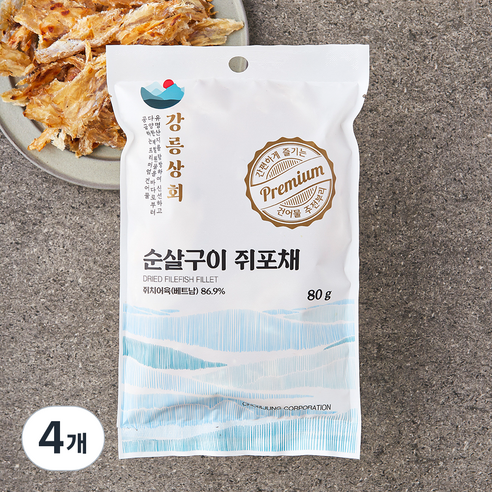 강릉상회 순살구이 쥐포채, 4개, 80g
