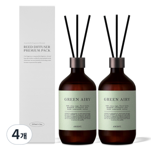 에이센트 네이처 디퓨저, 그린에어리, 500ml, 4개
