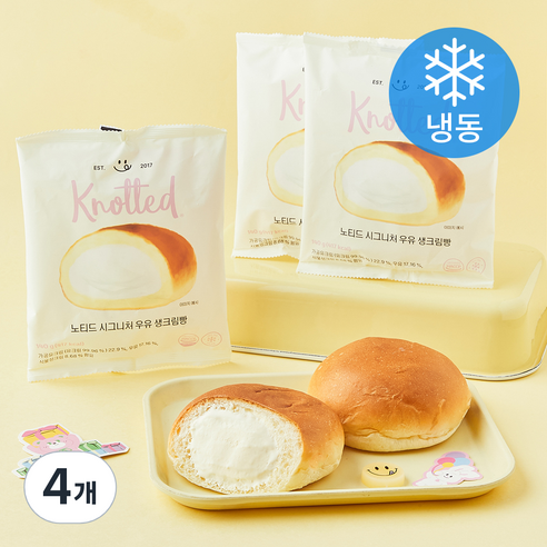 노티드 시그니처 우유 생크림빵 (냉동), 140g, 4개, 3개입