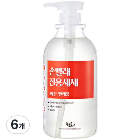 쑥소쿰 손빨래 전용세제 찌든빨래용, 1L, 6개