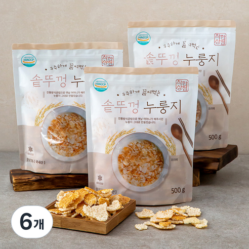착한상점 구수하게 끓여먹는 솥뚜껑 누룽지, 500g, 6개