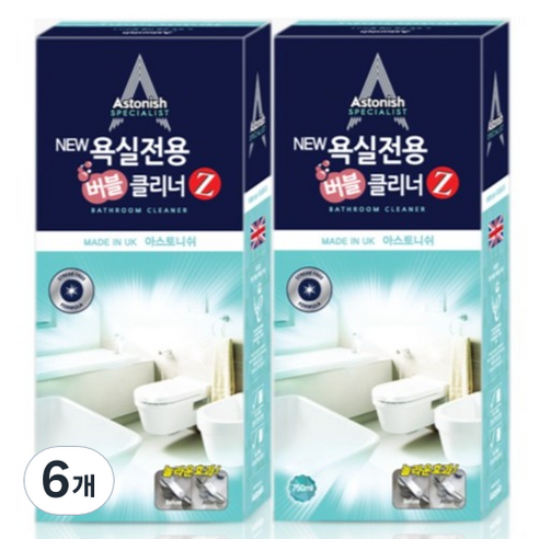 아스토니쉬 뉴 욕실 전용 버블 클리너 Z, 750ml, 6개