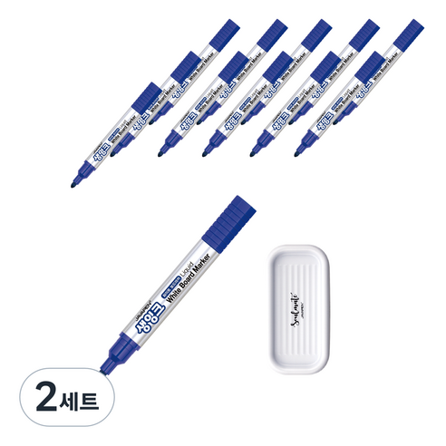 자바펜 생잉크 화이트보드마카 12p + 펜트레이 랜덤발송, 파랑, 2세트