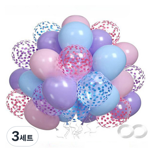 만들하비 컨페티 풍선 세트, 퍼플블루, 3세트