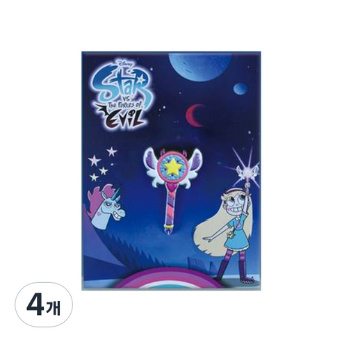 디즈니 프린세스 스타의 모험일기 요술봉 뱃지, 4개, 1개입