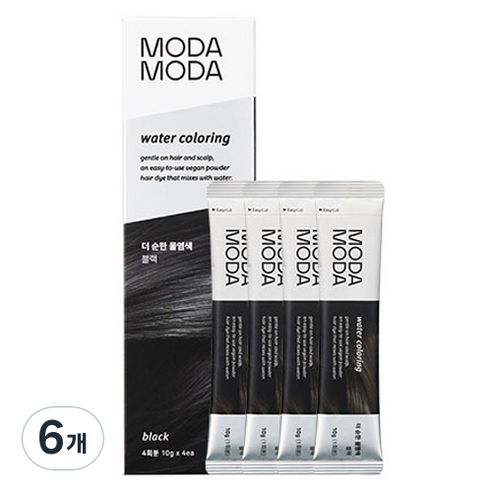 모다모다 더 순한 물염색 4p, 블랙, 40g, 6개
