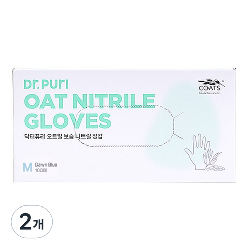 닥터퓨리 니트릴 위생장갑 3.2g 100p, 다운블루, 중(M), 2개
