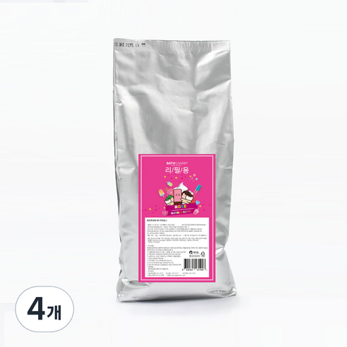 바스참 크림버블바스 거품 입욕제 로즈 리필용, 1kg, 4개