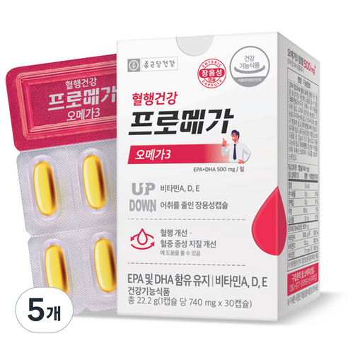 종근당건강 장용성 프로메가 오메가3 22.2g, 30정, 5개