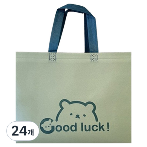 마켓감성 행운곰 부직포백 중형, 그린, 24개