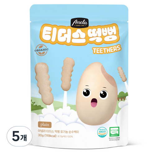 아넬라 유기농 티더스 떡뻥 순수백미, 백미맛, 30g, 5개