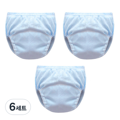 조이멀티 아동용 펀칭 단색파스텔 배변훈련팬티, 블루, 6세트