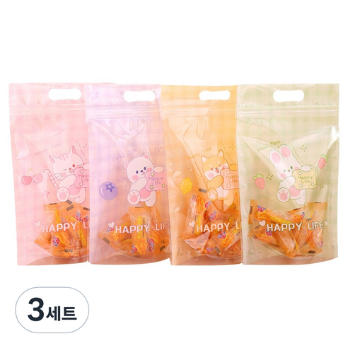 아트조이 구디백 스탠딩 지퍼백 간식봉투 4종 x 12p + 2p 랜덤발송 세트, 해피 라이프, 3세트
