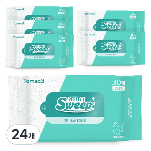 탐사 물걸레 청소포 대형 30매 리필, 24개