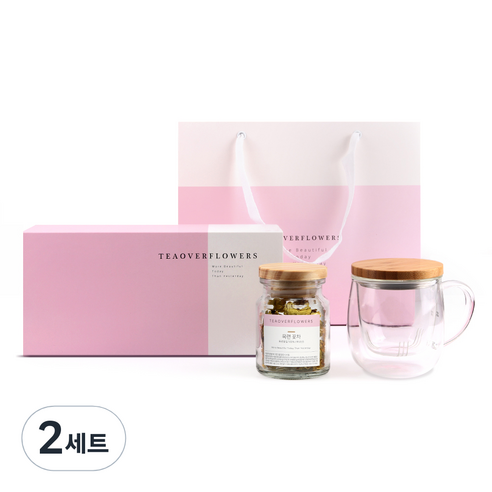 꽃보다차 모어뷰티풀 티머그 꽃차 선물세트, 목련 꽃차 + 티머그 + 선물상자, 2세트