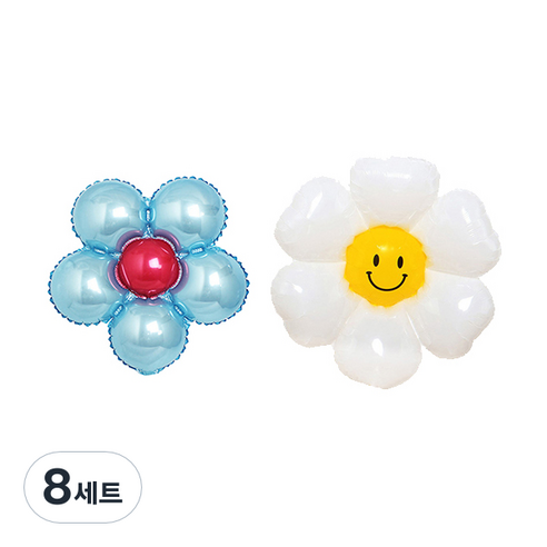 파티쇼 플라워 은박 소형 + 데이지 플라워 소형 풍선 세트, 베이비블루(소형풍선), 8세트