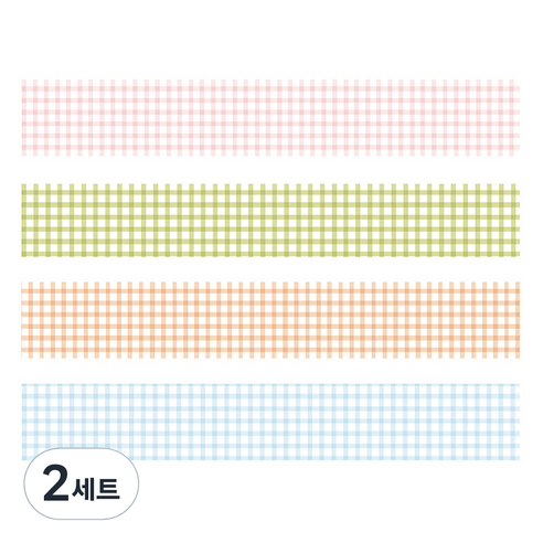 마켓A 플레이드 종이 마스킹테이프 2cm x 2m 4종 세트, TYPE8, 2세트