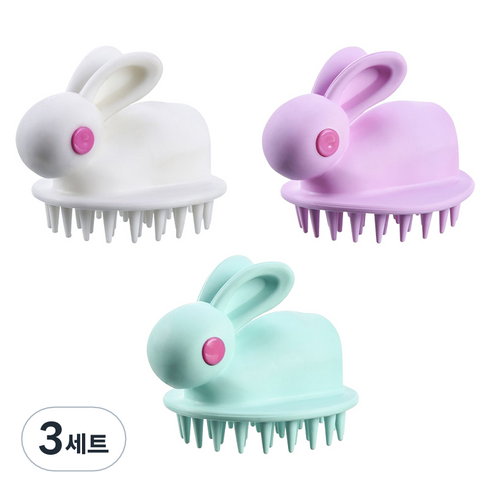조이멀티 실리콘 아동 샴푸 브러쉬 3종 세트, 민트 + 핑크 + 화이트, 3세트