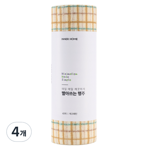 이너홈 빨아쓰는 행주 250 x 300 mm, 40개입, 4개