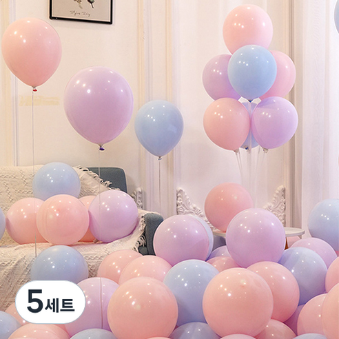 윰스 마카롱 풍선 25cm 100p 믹스 세트, 파스텔드림, 5세트