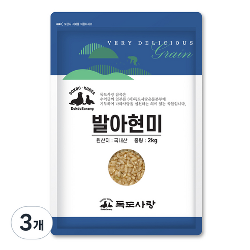 독도사랑 발아현미, 2kg, 3개