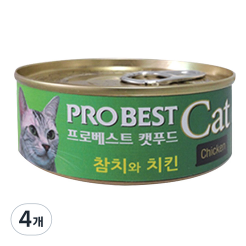 프로베스트 캣푸드 고양이 간식캔, 참치 + 치킨 혼합맛, 4개
