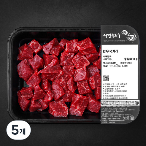 서경한우 암소 정육 1등급 (냉장), 300g, 5개