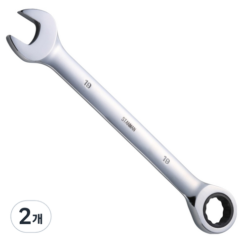 스탠맨 기어라쳇렌치 스패너 19mm, 2개