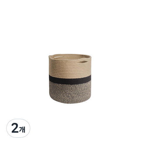 GUNU 홈인테리어 로프 다용도 바구니 20cm, 옐로우블랙, 2개