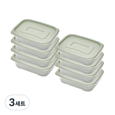 씨밀렉스 프레쉬핏 냉장고 보관용기 GREEN 780ml, 3세트, 8개입