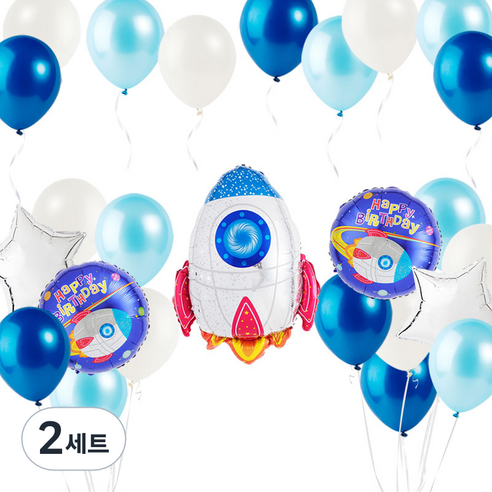 생일파티 우주선 풍선장식세트, 블루오션, 2세트