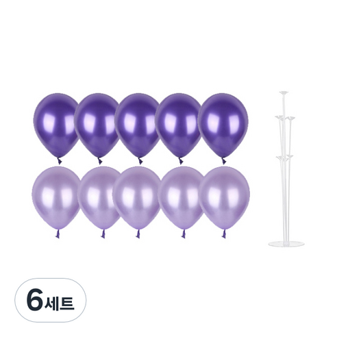 파티쇼 풍선꽂이장식세트 70cm, 퍼플파티, 6세트