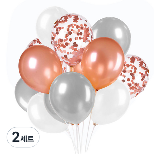 올댓파티 대롱대롱 컨페티 스페셜 파티풍선 20p 세트, 피치실버, 2세트