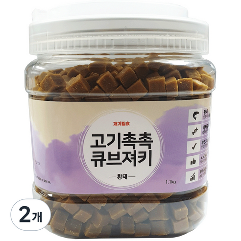 개기월식 강아지 고기촉촉 대용량 큐브져키 1.1kg, 황태, 2개