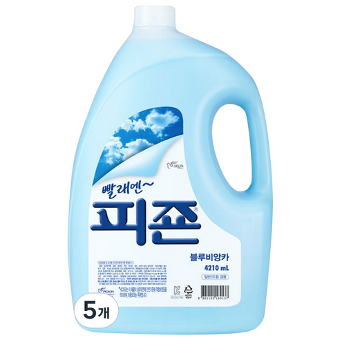 피죤 블루비앙카 섬유유연제 용기형 4.21L, 5개