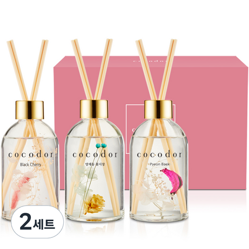 코코도르 하바리움 디퓨저 200ml 3종 세트, B호 블랙체리+양재동 꽃시장+편백, 2세트