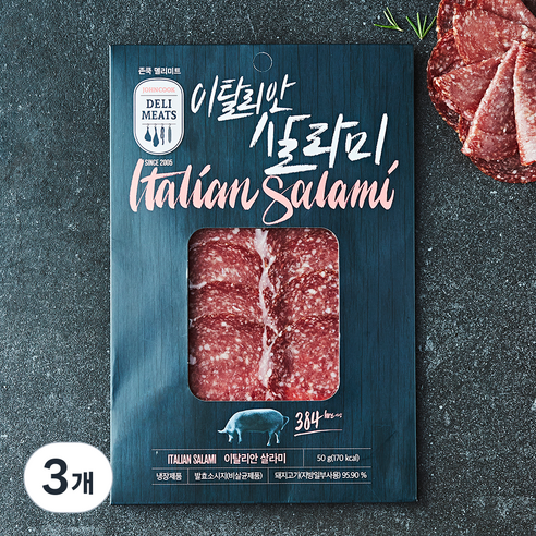 존쿡델리미트 이탈리안 살라미, 50g, 3개