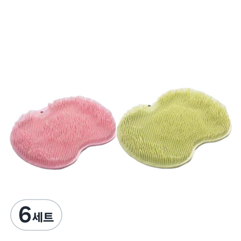 풋 브러쉬 2종 세트, 핑크, 그린, 6세트