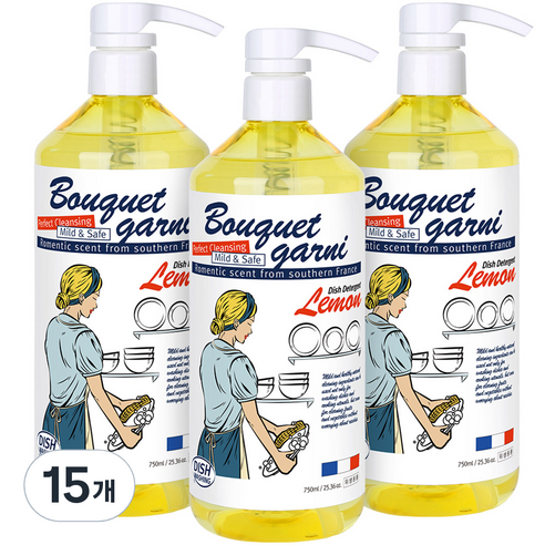 부케가르니 에코 1종 주방세제 레몬향, 750ml, 15개