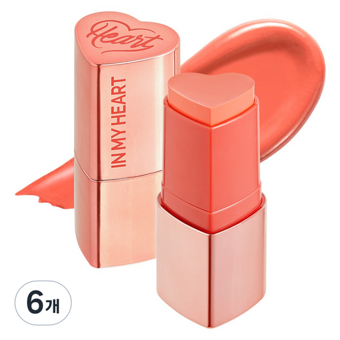 터치인솔 프리티필터 인마이하트 스틱 블러셔 6g, 선셋코랄, 6개