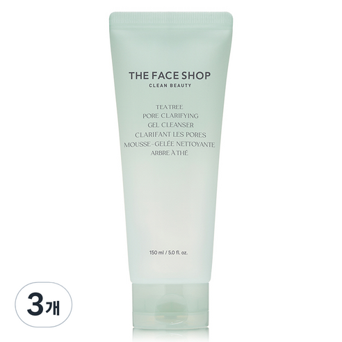 더페이스샵 티트리 포어 클래리파잉 젤 클렌저, 3개, 150ml