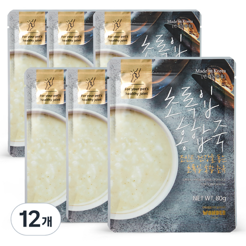 원더푸드 강아지 건강죽, 초록입 홍합죽, 80g, 12개